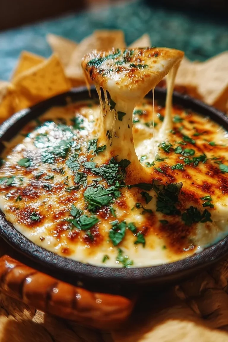 Delicious homemade queso fundido served in a skillet with toppings