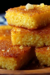 Plate of hot water cornbread, golden brown and fluffy, ready to serve.