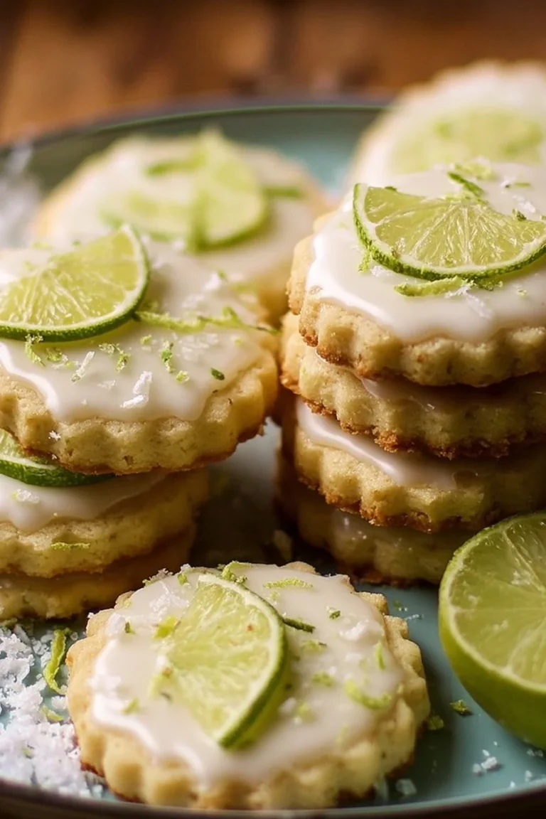 Plate of delicious homemade Key Lime Cookies with lime zest and icing