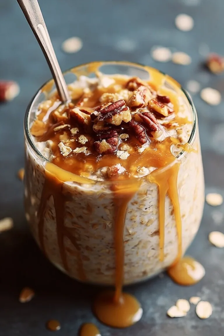 Bowl of maple brown sugar overnight oats topped with fruits and nuts