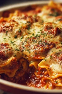 Delicious Million Dollar Ravioli Casserole with gooey cheese and savory sauce