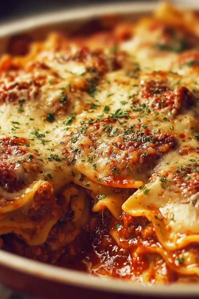 Delicious Million Dollar Ravioli Casserole with gooey cheese and savory sauce