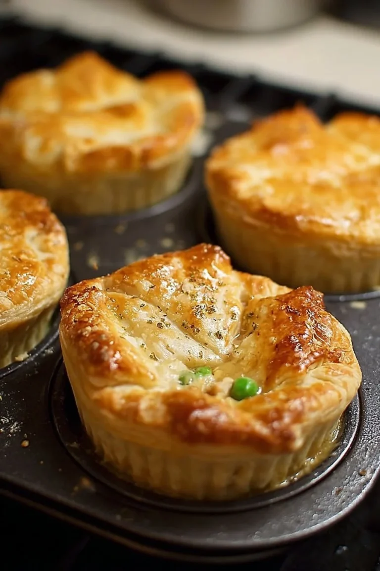 Muffin tin chicken pot pies baked to golden perfection