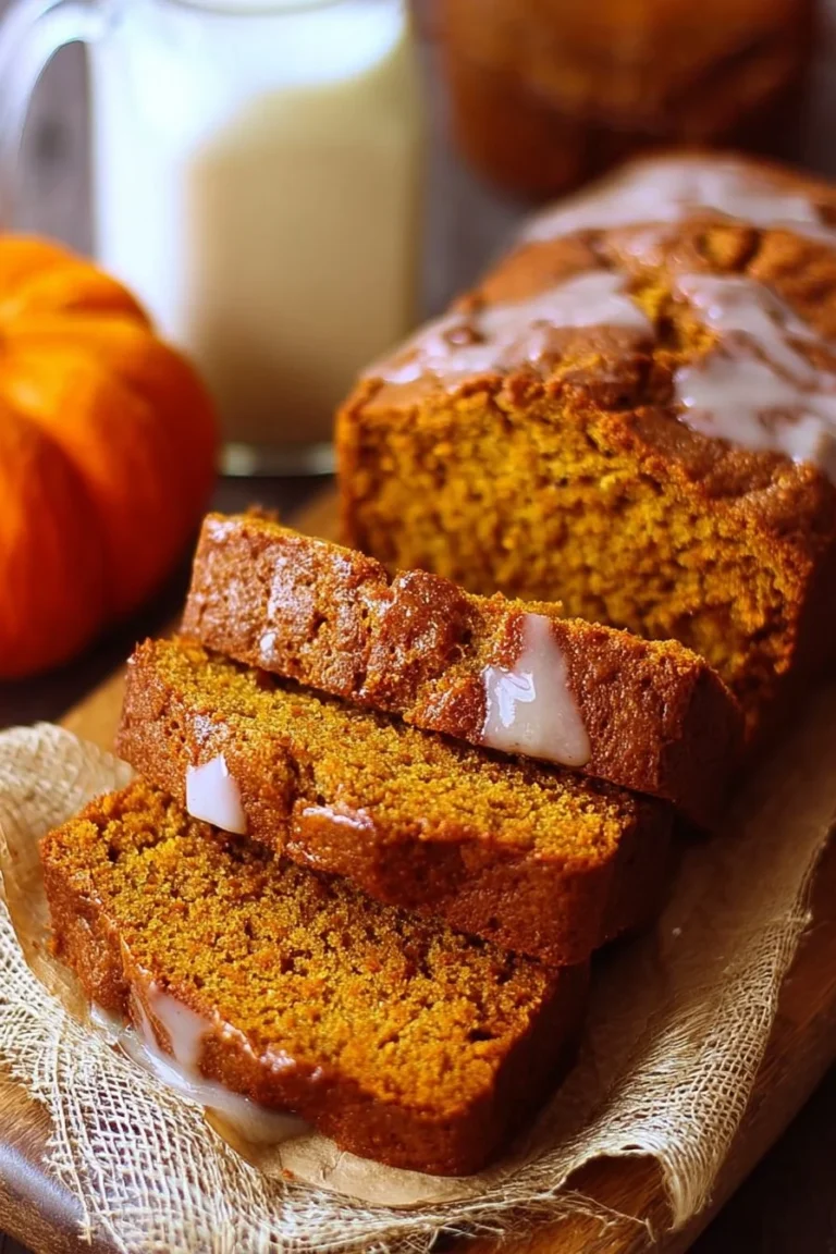 Loaf of freshly baked pumpkin bread with spices and nuts