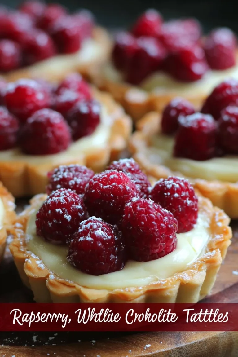 Raspberry Tartlets with white chocolate drizzle, a delicious dessert treat.