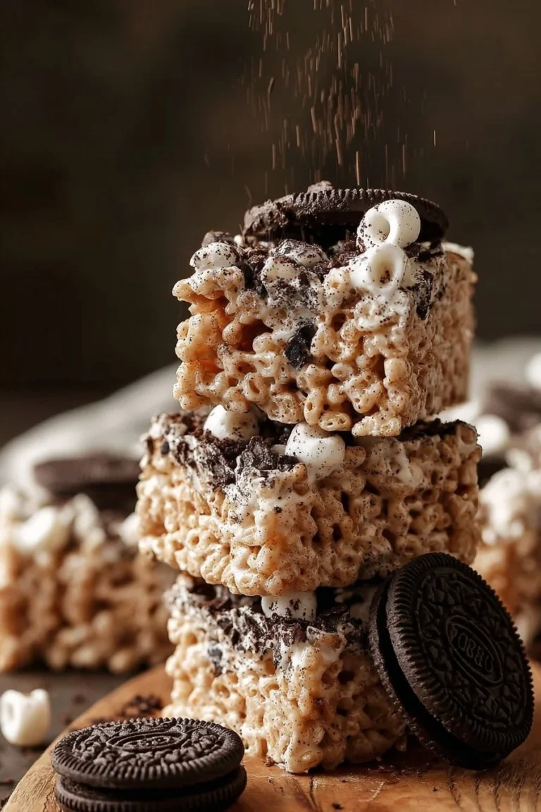 Delicious Rice Krispie Treats made with Oreos, perfect for a sweet snack.