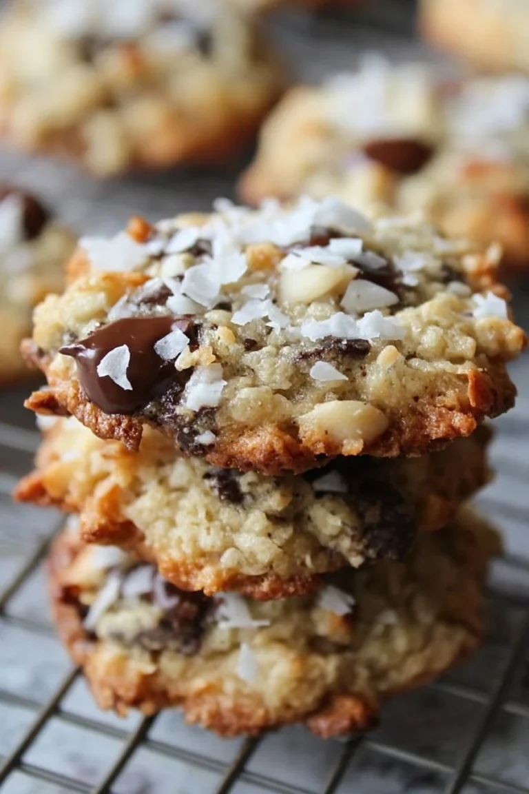 Baking small batch almond joy cookies with chocolate, almond, and coconut ingredients