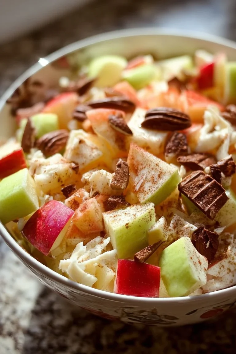 Delicious Snicker Apple Salad with apples and Snickers pieces