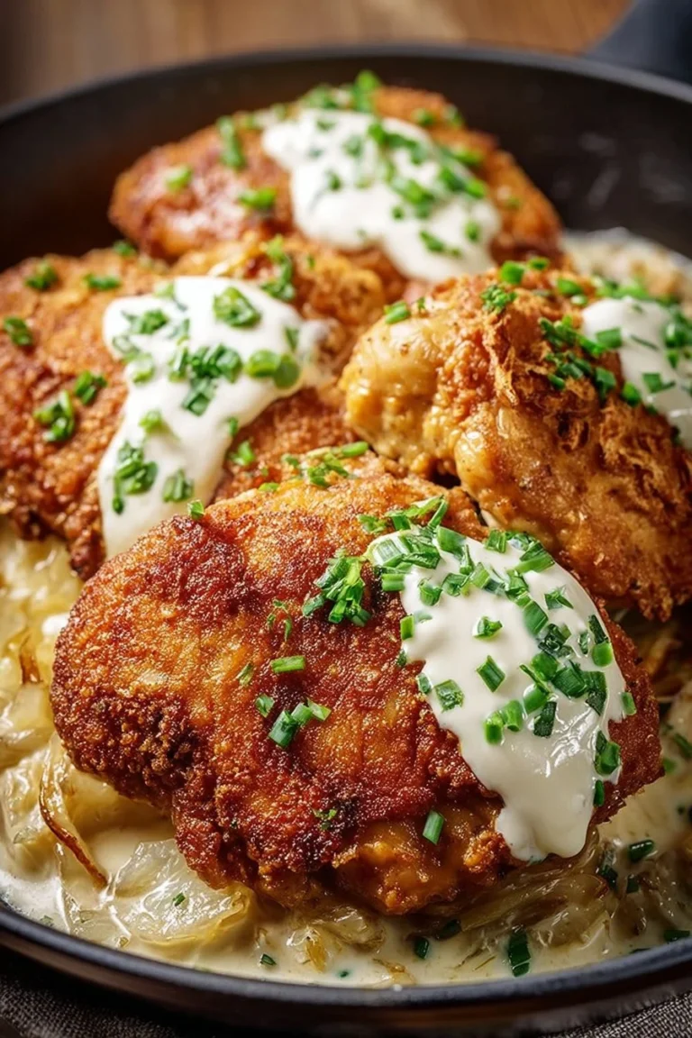 Sour cream and onion chicken dish served with sides