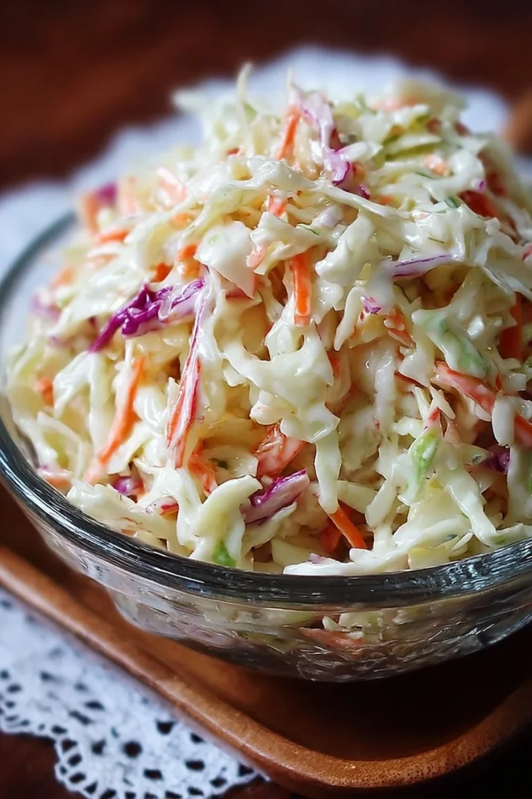 Bowl of old-fashioned creamy coleslaw with fresh cabbage and carrots