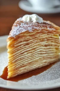 Delicious thousand layer cake with intricate layers and vibrant frosting
