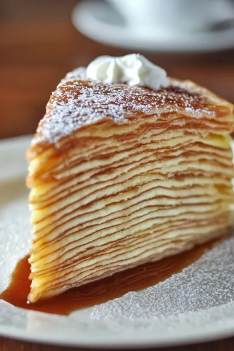 Delicious thousand layer cake with intricate layers and vibrant frosting