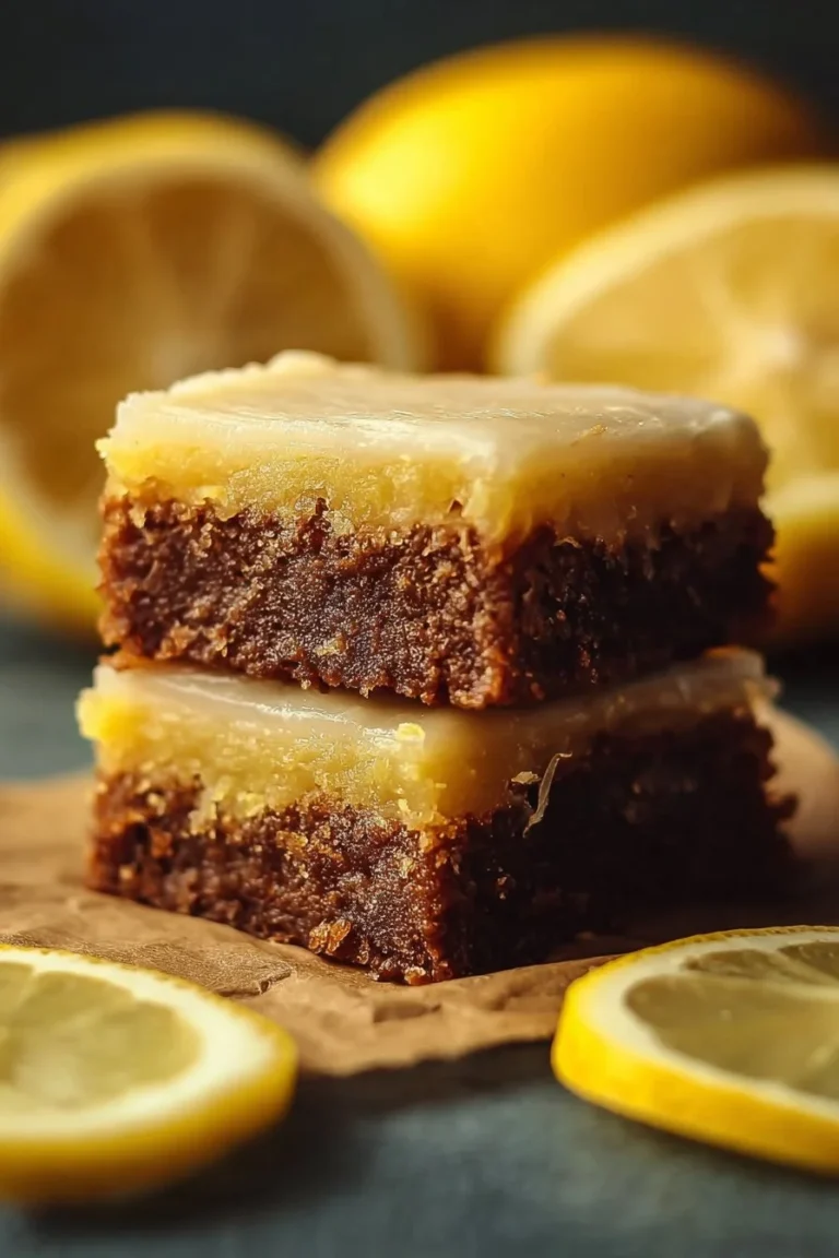 Delicious zesty lemon brownies with a vibrant lemon glaze